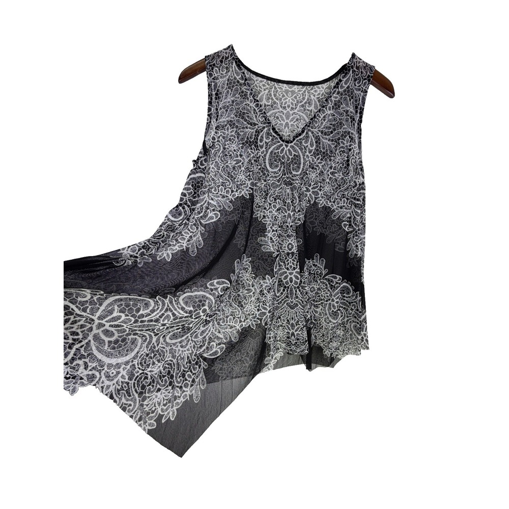 I.N.C. Woman's Handkerchief Tank Top Size M Black Whimsigoth Sheer Dark Romantic